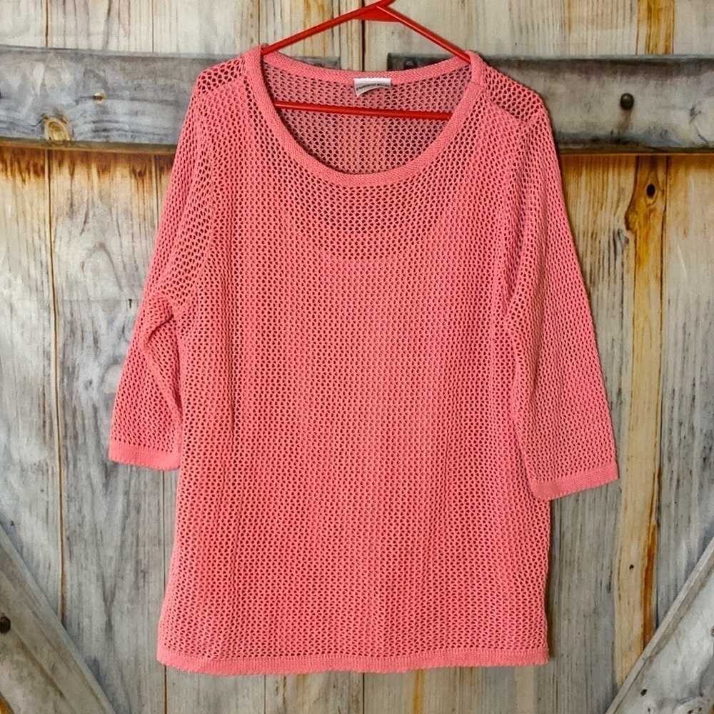 Fashion Bug Vintage Y2K Netted / Tank Top Knit Lined Sweater Coral Salmon